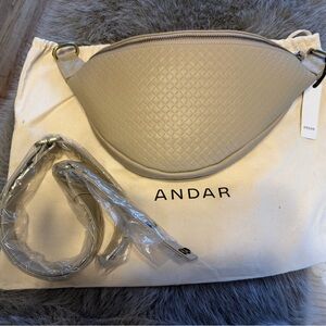 Andar Woven Cream Crossbody Bag